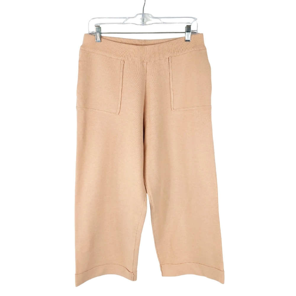 Ellandemm Beige faux Leather Pocket Jogger Pants